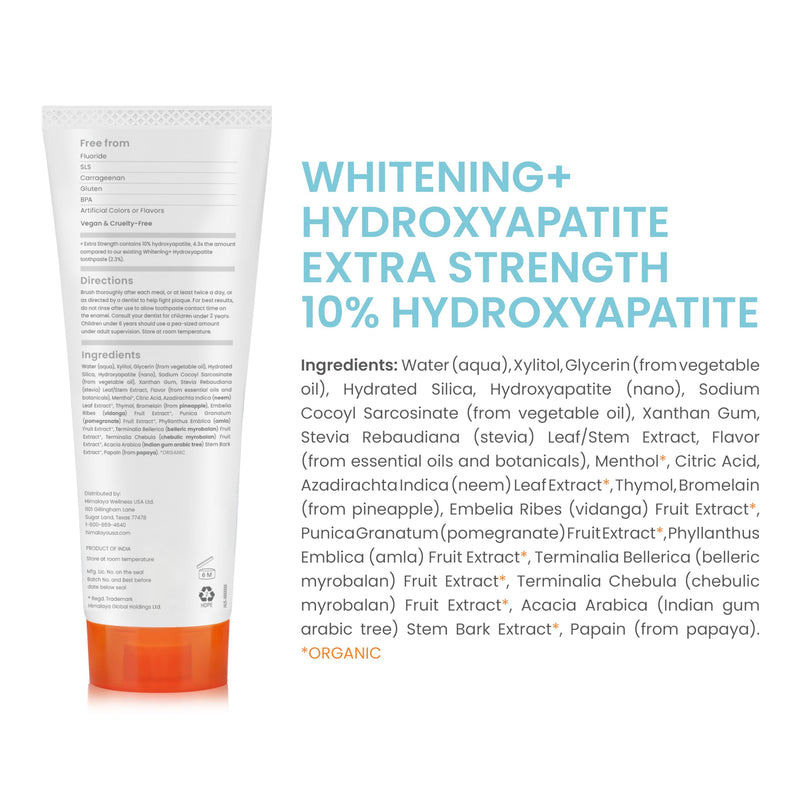 [Australia] - Himalaya Botanique Whitening + Extra Strength Hydroxyapatite Toothpaste - 10% Nano Hydroxyapatite to Support Remineralization & Restore Enamel to Strengthen Teeth - Vegan, Mint Flavor, 3 oz 