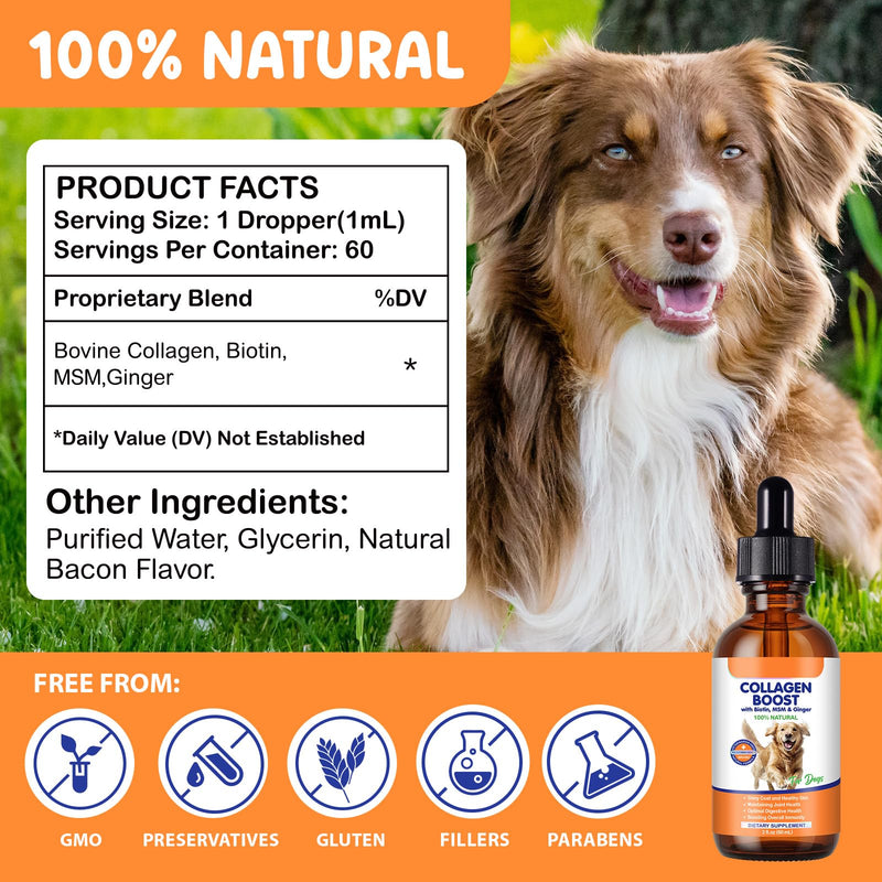 Liquid Collagen for Dogs, with Biotin and Ginger, 60ml
