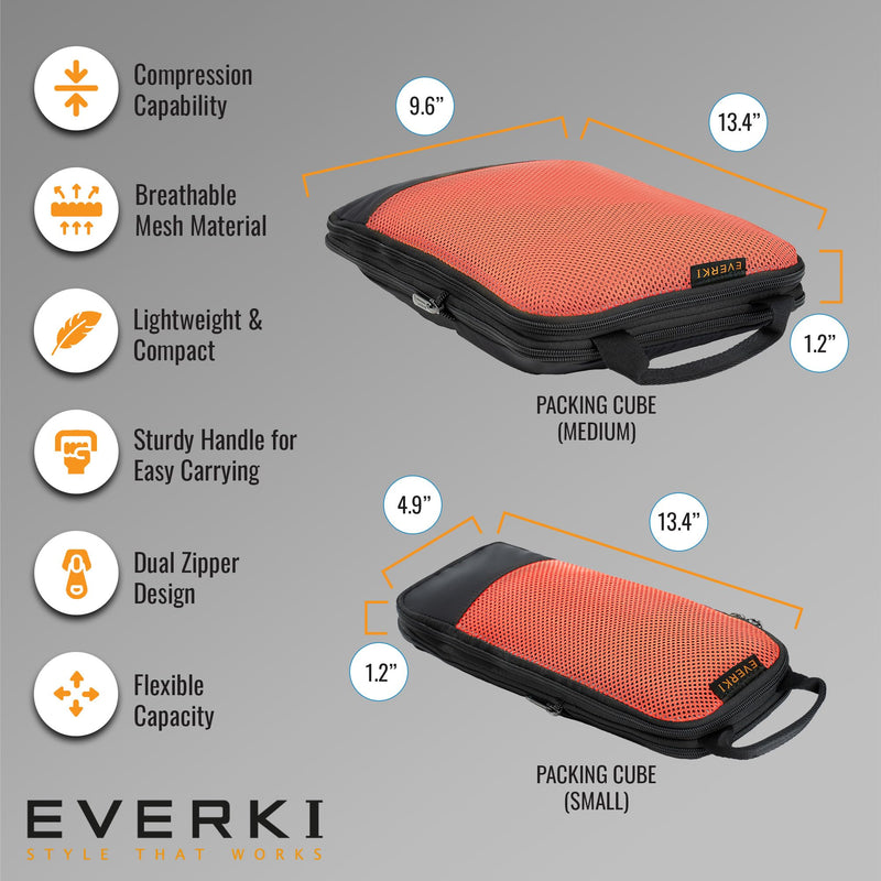 EVERKI Compression Mesh Panel Packing Cubes Lightweight, Small - 4.6 L | Durable Compression Travel Organizer, Fits Luggage, Backpacks & Suitcases, Premium Lightweight Compressible Design, Small