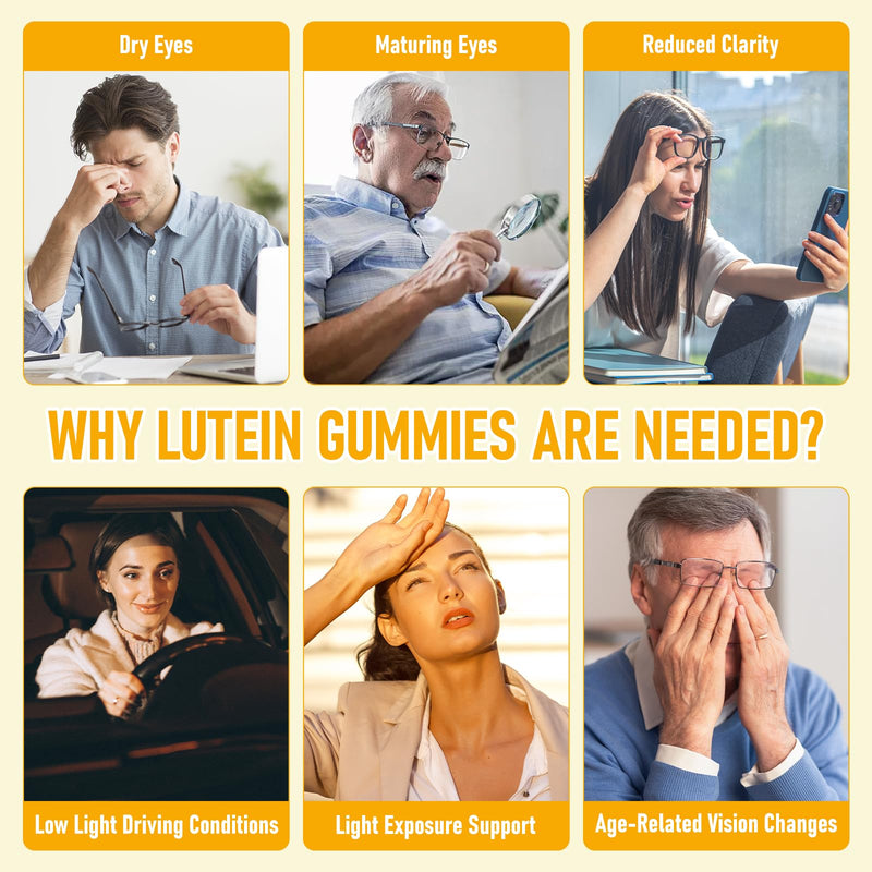 Lutein and Zeaxanthin Supplement  40 mg Lutein & 8 mg Zeaxanthin Eye Vitamins with Vitamins C, E, Zinc, Omega-3 & CoQ10 for Blue Light Protection 60 Gummy