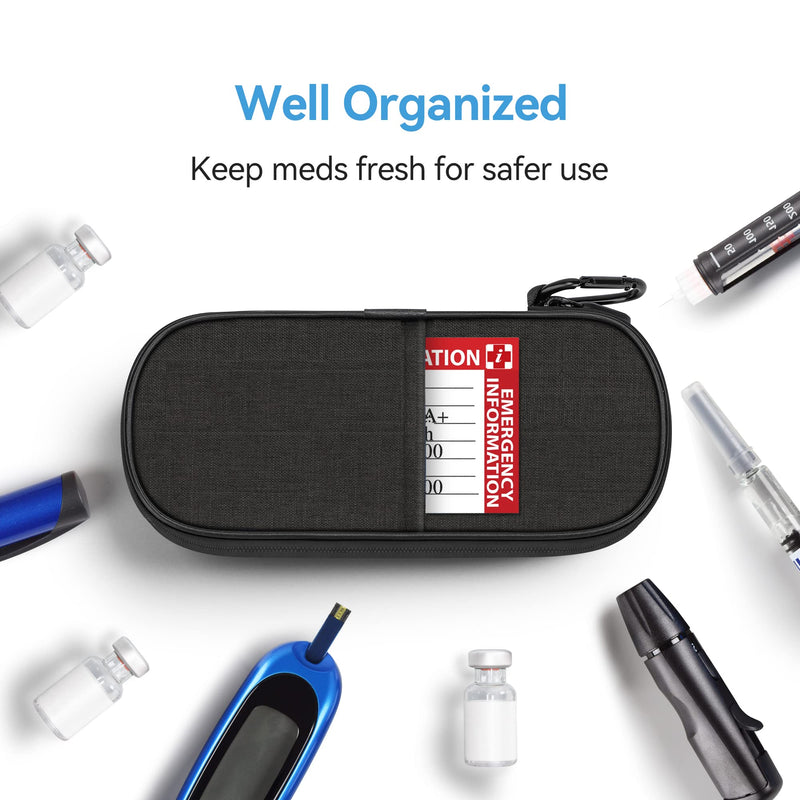 [Australia] - Insulin Pen Cooler Travel Case Diabetic Medication Insulated Cool Organizer with 2 Reusable Ice Packs for Insulin Pen and Other Diabetic Supplies, for The Daily Life and Trip Black Cooler Case 