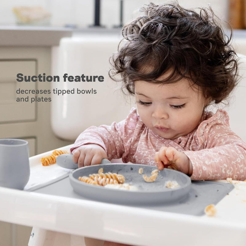 [Australia] - ezpz Tiny Plate - 6 Months+ (Coral) - Silicone Suction Plate for Baby with Built-in Placemat - Baby Led Weaning Supplies - Infant Plate that Fits on Most Highchair Trays Coral 