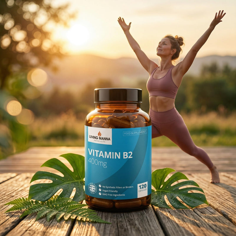Vitamin B2 Riboflavin 400mg High Strength | 120 Vegan Capsules | Energy, Fatigue & Migraine Support | Pure Riboflavin | UK Made – Living Manna