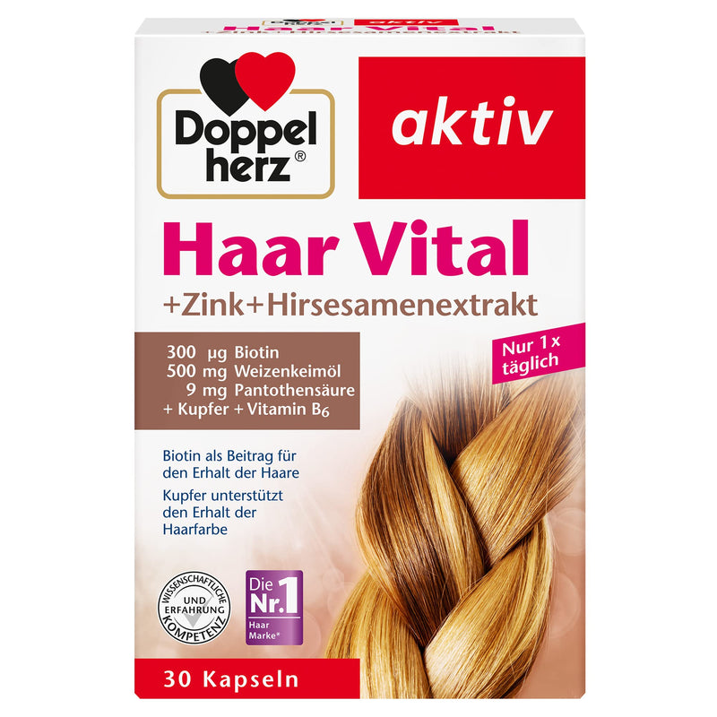 [Australia] - Doppelherz Hair Vital + Zinc + Millet Seed Extract - with biotin to help maintain hair - copper supports maintaining hair color - 30 capsules 30 pieces (pack of 1) 