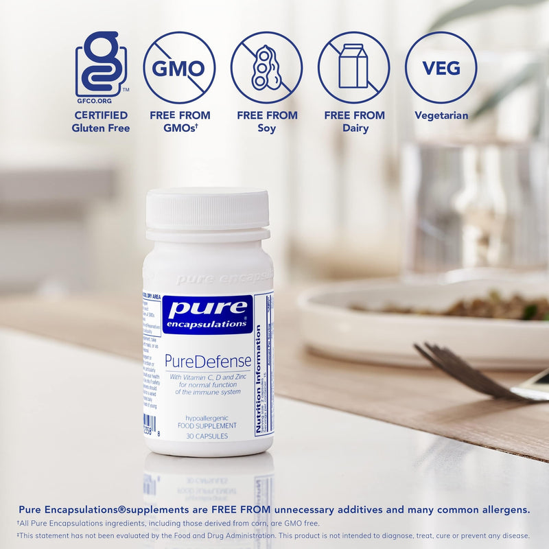 Pure Encapsulations PureDefense - Hypoallergenic Nutritional Supplement with Vitamin C, D and Zinc - 30 Capsules 30 count (Pack of 1)
