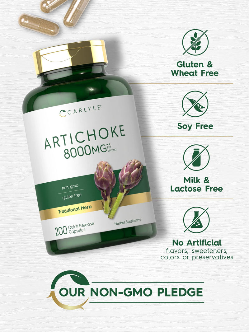 [Australia] - Carlyle Artichoke Extract Capsules 8000mg | 200 Count | Non-GMO, Gluten Free Supplement 