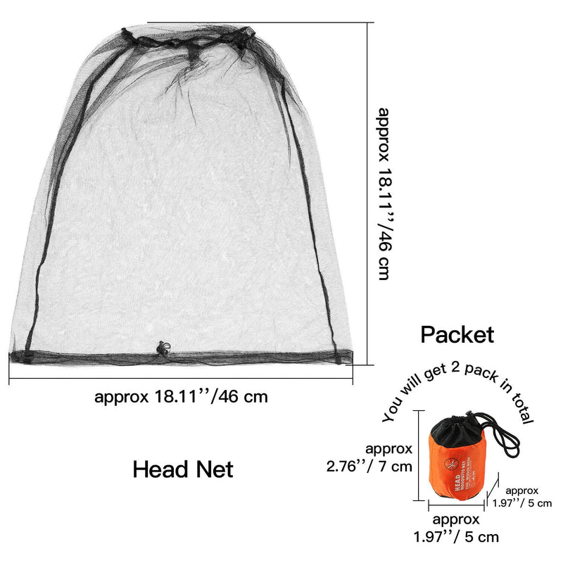 [Australia] - 2 Pack Mosquito Head Net Face Mesh Net Mesh Head Protecting Net for Outdoor Hiking Camping Climbing Walking Mosquito Fly Bugs 