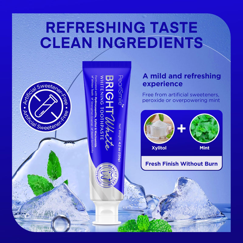 [Australia] - PearlSmile Hydroxyapatite Niacinamide Whitening Toothpaste – 10% Nano-Hydroxyapatite (nHAp) + 5% Niacinamide – Gently Whitens, Strengthens Enamel & Freshens Breath – Fluoride-Free, 4.2oz (2-Pack) 4.2 Ounce (Pack of 2) 