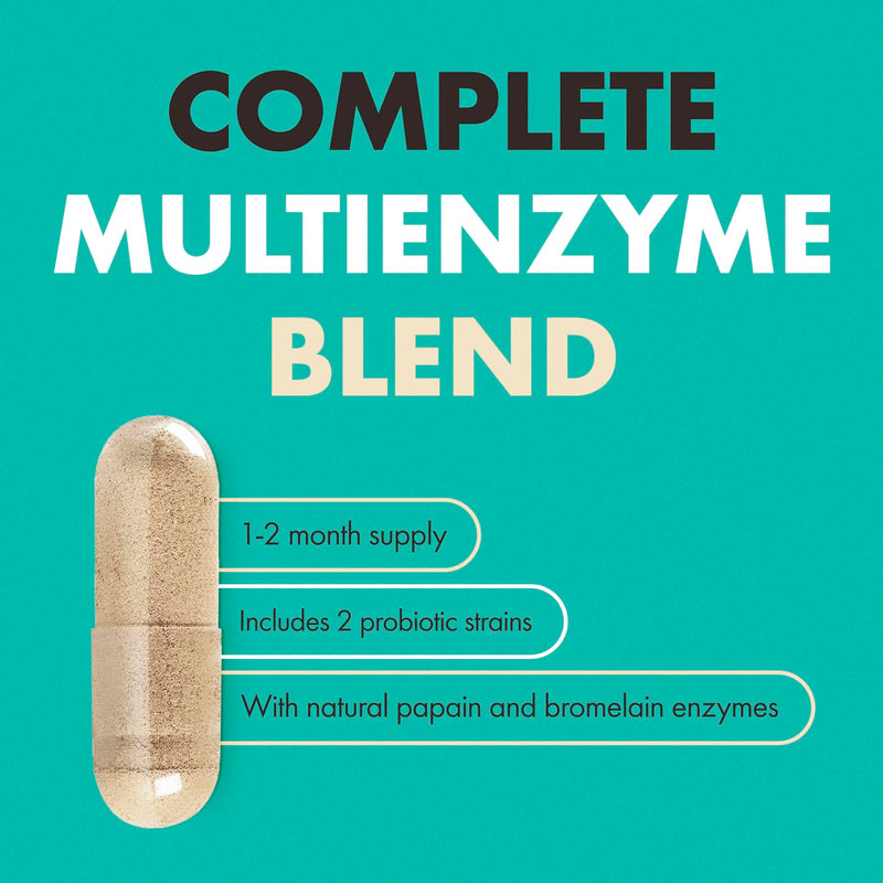 Incite Nutrition Digestive Enzyme Supplements. 60 Capsules, 1-2 Month Supply. 8 Enzyme Complex with Probiotics. Gut Health Support. Anti Bloating Tablets for Women. Suitable for Vegetarians & Vegans