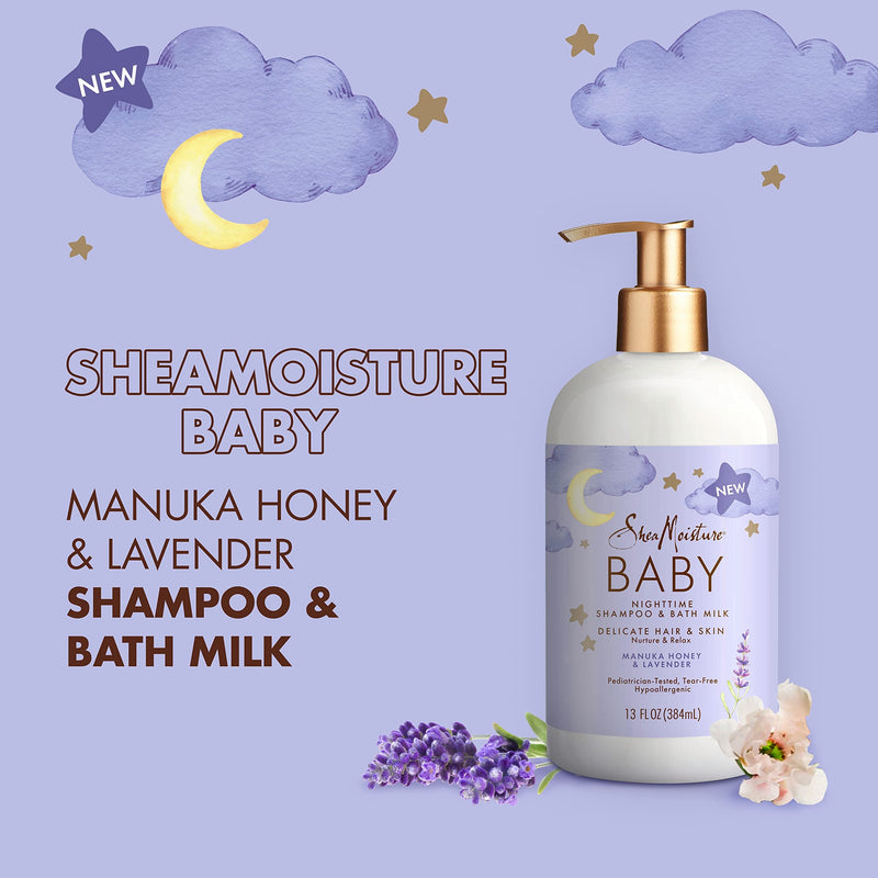 [Australia] - SheaMoisture Baby Shampoo & Bath Milk Manuka Honey & Lavender for Delicate Hair and Skin Nighttime Skin and Hair Care Regimen 13 oz 