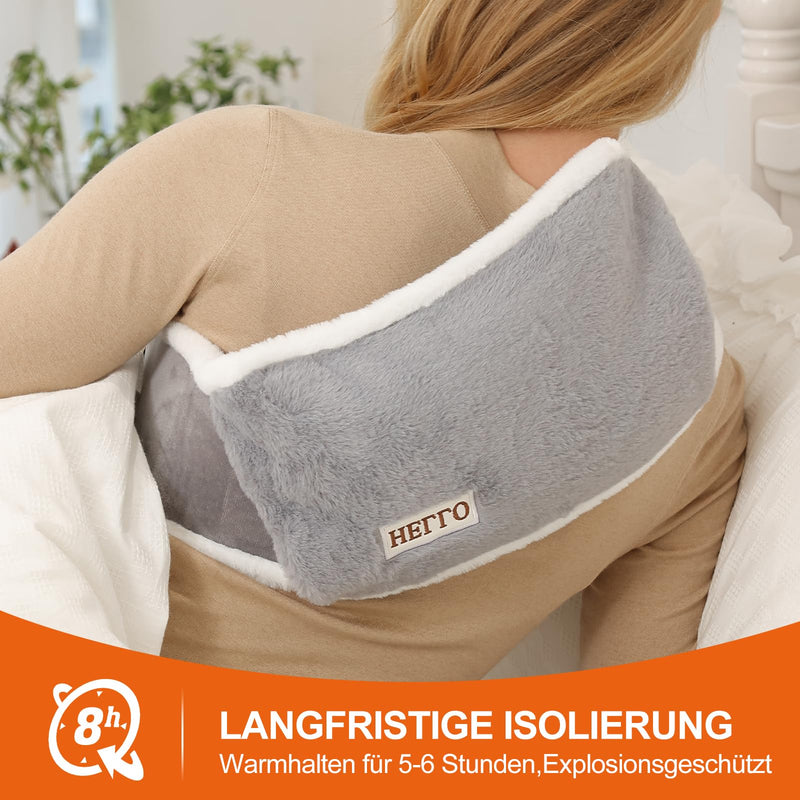 [Australia] - hYwecy Rechargeable Electric Hot Water Bottle with Soft Touch Belt and Warm Glove Bag, Hot Water Bag for Neck, Waist, Cramps, Shoulders Pain Relief(Grey) pessimistic 