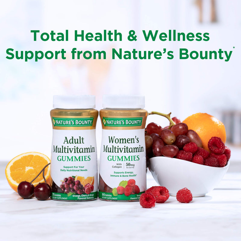 Nature's Bounty Adult Multivitamin Gummies, Vitamin Supplement, Daily Nutritional Needs, Orange, Cherry and Grape Flavor, 75 Gummies (Pack of 3) 75 Count (Pack of 3)