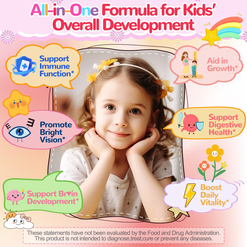 Kids Multivitamin with Probiotics Gummies: Methylated Multivitamin | Sugar-Free Chewable Gummies plus Iron Calcium D3 K2 Elderberry - Picky Eater Immune Growth Digest Health Support, 60Count Peach 60 Count (Pack of 1)