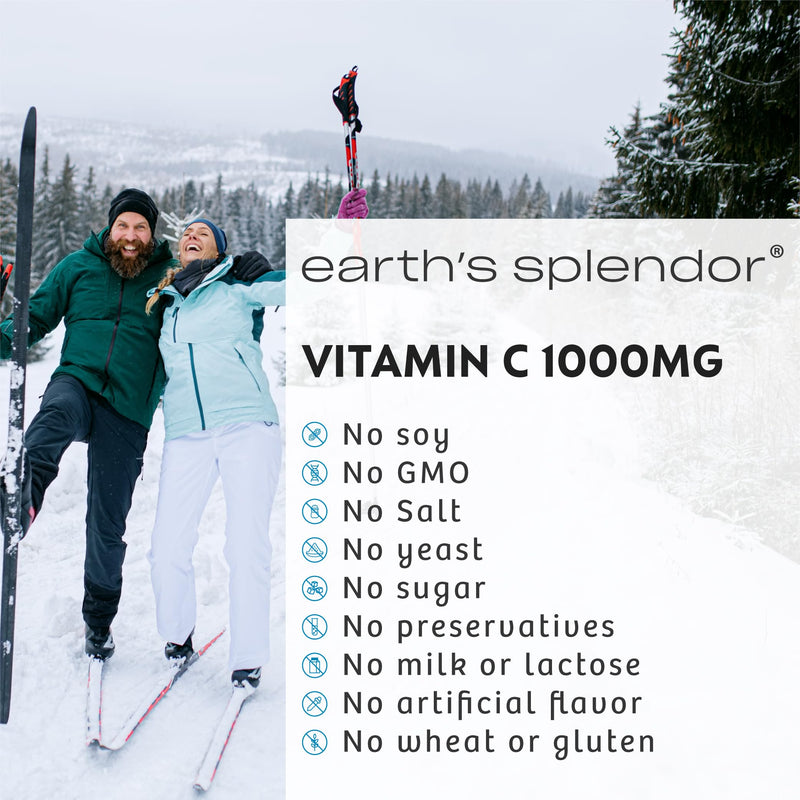 Earth's Splendor Vitamin C 1000mg Immune Support Supplement 2 Pack | Antioxidant Health Daily Wellness Immune Support Caplets Three Month Supply Men Women Ascorbic Acid/ Vit C 1000 2 Pack