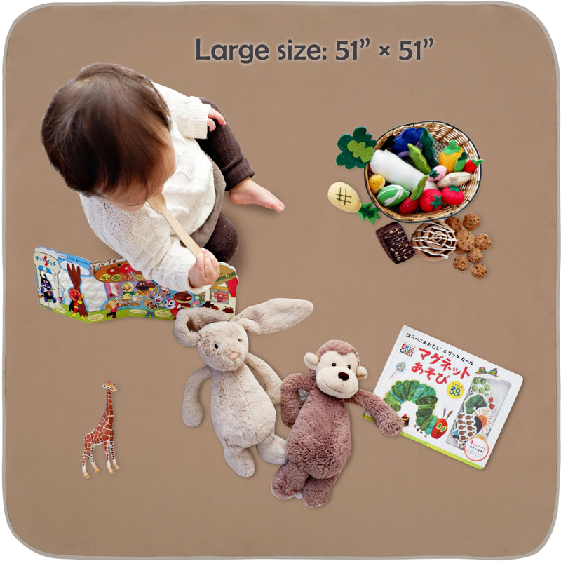 [Australia] - Baby Splat Mat for Under High Chair/Arts/Crafts, Triluby 51" Waterproof Non Slip Food Splash Mat for Eating Mess, Washable Weaning Mat Reusable Spill Floor Protector (Brown) Brown 