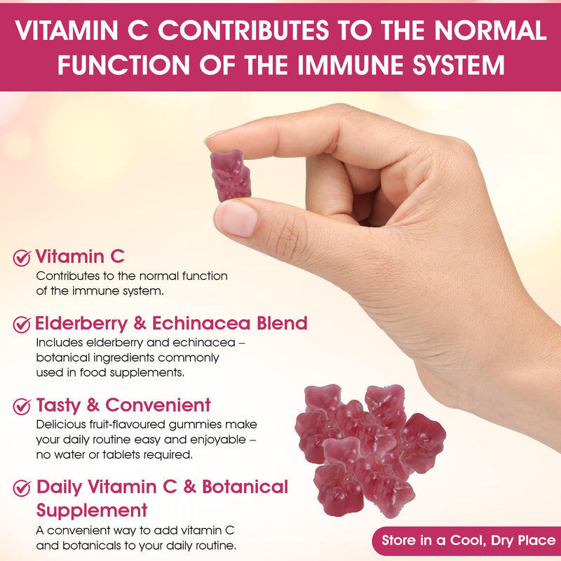 Botanical Gummies, 60 Blueberry Flavoured Gummies with Echinacea, Elderberry and Vitamin C, 30 Day Supply