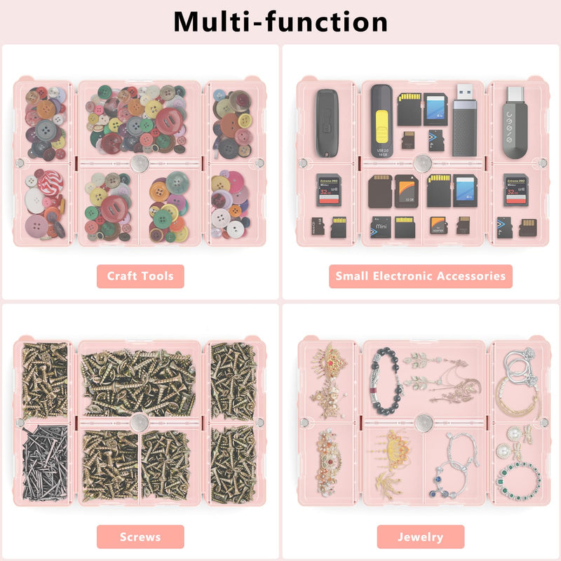 FYY Travel Pill Organizer, Large Pill Box Medicine Case-2pcs Pink Navy | Easy to Use, Privacy Protection,Magnetic Foldable Pill Case for Purse or Pocket to Hold Vitamins,Supplements,Medication,2 Pcs Large (2 Pieces) Pink+navy
