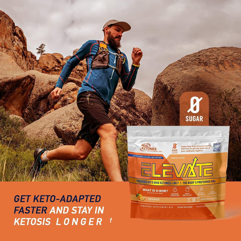 [Australia] - Real Ketones MCT & BHB Exogenous Ketones Drink Mix Packets Elevate Keto Electrolytes Powder Packets No Sugar with 4 Main Electrolytes plus Hydrating Proprietary Keto BHB - 30 Pack Orange Orange Blast 