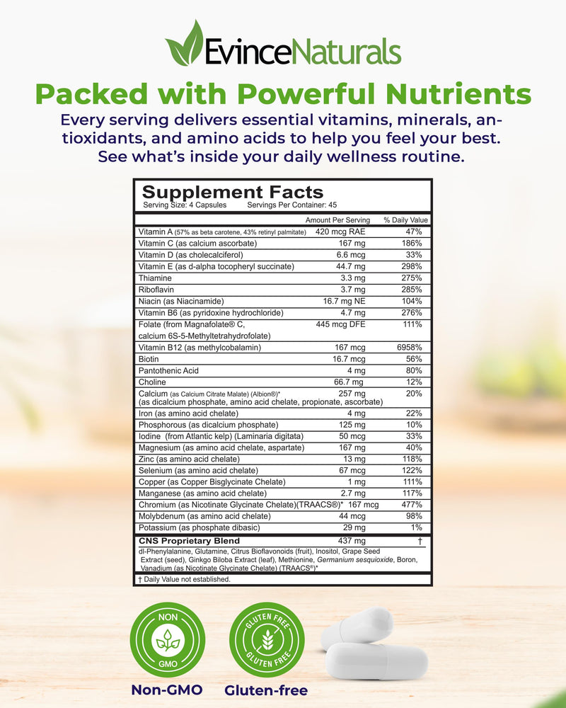 EP BalancePlus Multivitamin for Adults - Multivitamin for Men & Women with Vitamins and Minerals - Methyl Folate & Amino Acids for Nutritional Support - General Wellness Supplement, 180 Capsules