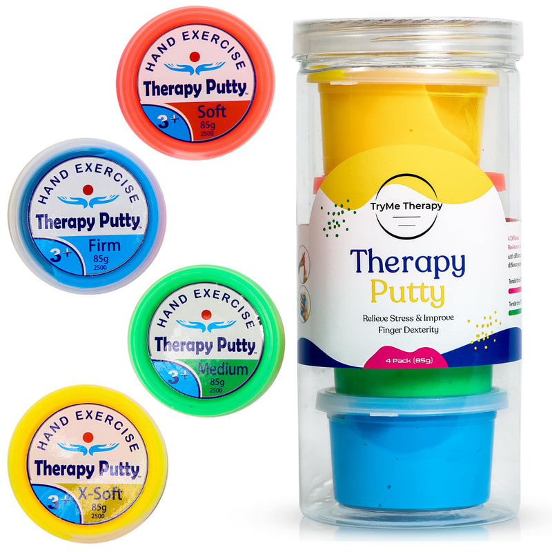 [Australia] - Putty for Adults and Kids - Hand Equipment Occupational Tools - Hand Exercise Putty Physical Therapy Putty Kit - Hand Therapy Tools - Multi Color Set of 4 Strengths, 3 Oz Each 