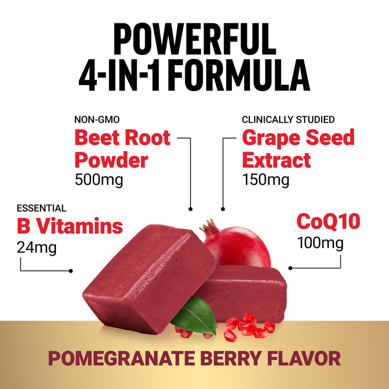 [Australia] - FORCE FACTOR Total Beets Ultimate Heart Health Blood Pressure Support Chews with CoQ10, Beet Root Powder, Grape Seed Extract, Blood Pressure Supplement for Circulation & Blood Flow, 60 Soft Chews 1 Pack 