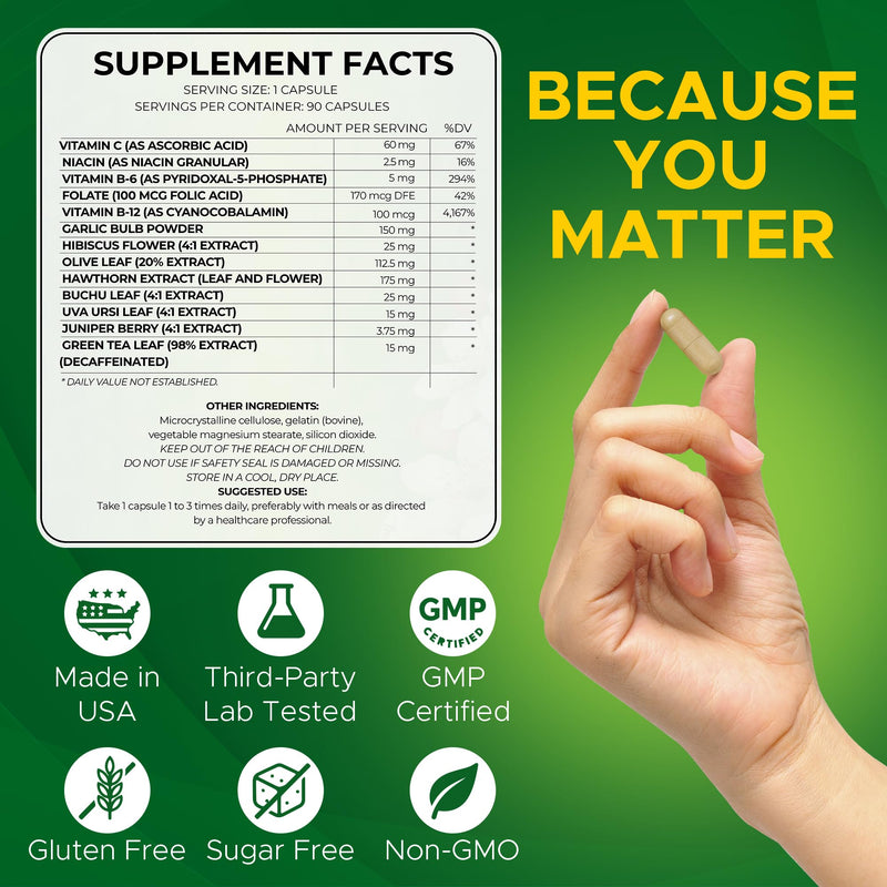 [Australia] - Nutravive Blood Pressure Support Supplement ‚Äì Natural Heart & Circulation Support with Hawthorn, Garlic, Olive Leaf, Hibiscus & B12 ‚Äì USA Made, GMP Facility - 90 Capsules 