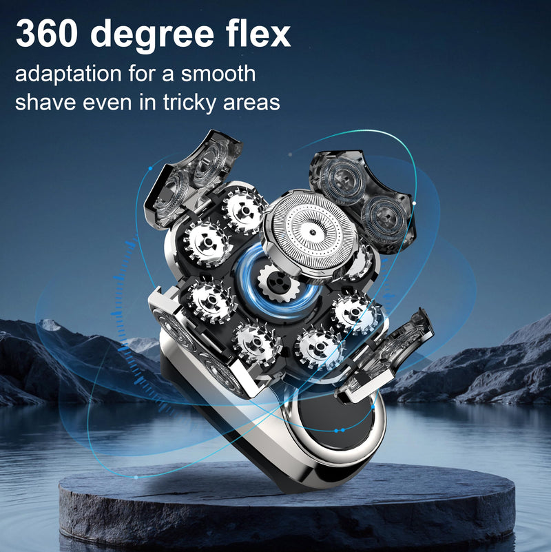 [Australia] - 2025 New Bawldy 9.0 Shaver, Bawldy Pro Head Shaver, 9D Floating Blade Heads, Intelligent LED Display IPX7 Waterproof Wet Dry Shaving, Rechargeable Cordless Razor (1 Set Silver) 