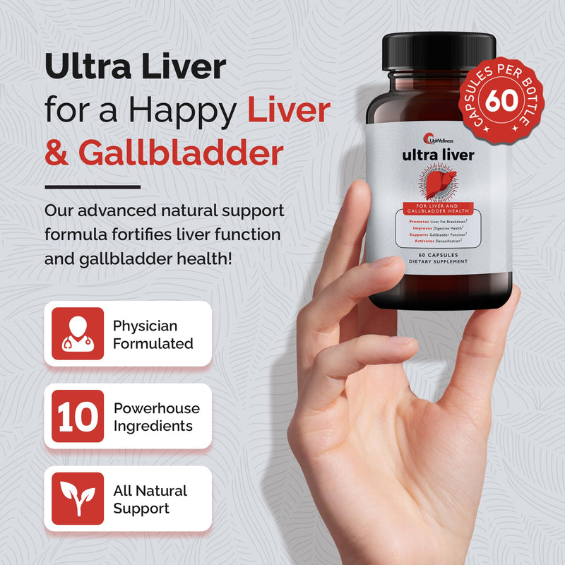 [Australia] - Ultra Liver Supplement for Liver Support and Gallbladder Support - Powered by TMG, NAC Milk Thistle, and More - Liver Cleanse Detox & Repair - 60 Capsules 60 Count (Pack of 1) 