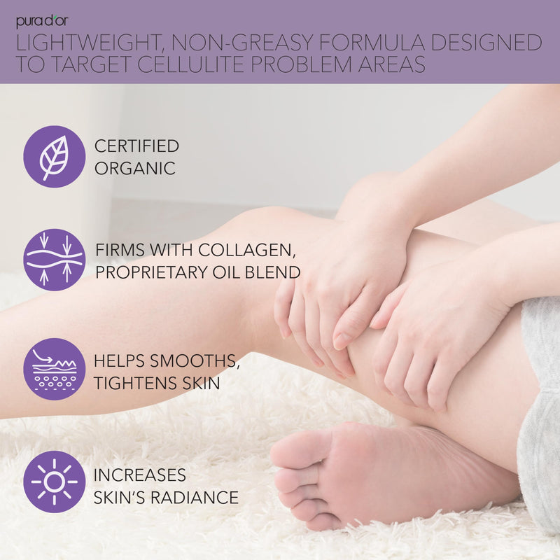 [Australia] - PURA D’OR 16 Oz Organic Anti-Cellulite Massage Oil for Toned Legs and Butt - Lemon Peel Oil, Moringa Oil, Grape Seed Oil, Grapefruit Oil & Eucalyptus Oil - Skin Firming & Tightening 
