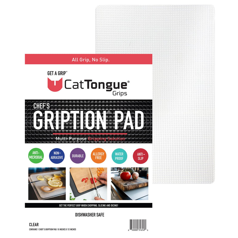[Australia] - CatTongue Grips Non-Adhesive Anti-Slip Mat - Multi-Purpose Non-Slip Pad For Chefs & Home Cooks - Ideal Cutting Board Mat & Drawer Liner - Kitchen Essentials For Safety (Clear, 8‚Äù x 12‚Äù) Clear 