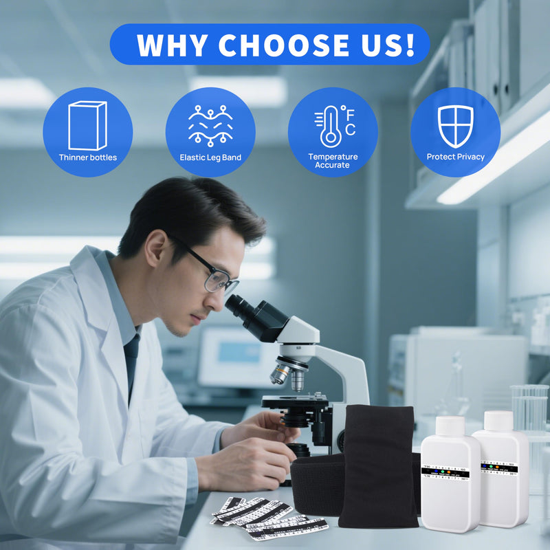 [Australia] - U Pass Leak-Proof Urine Test Kit with Funnel - Adjustable Velcro Leg Strap, Neoprene Bag, Temperature Strips - Secure & Discreet Urine Bottle for Accurate - Mess-Free Testing 