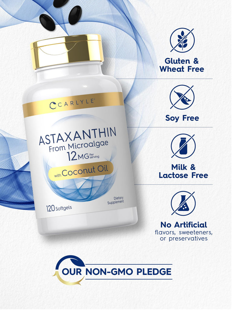 [Australia] - Carlyle Astaxanthin 12mg | 120 Softgels | Supplement from Microalgae | with Coconut Oil | Non-GMO & Gluten Free 