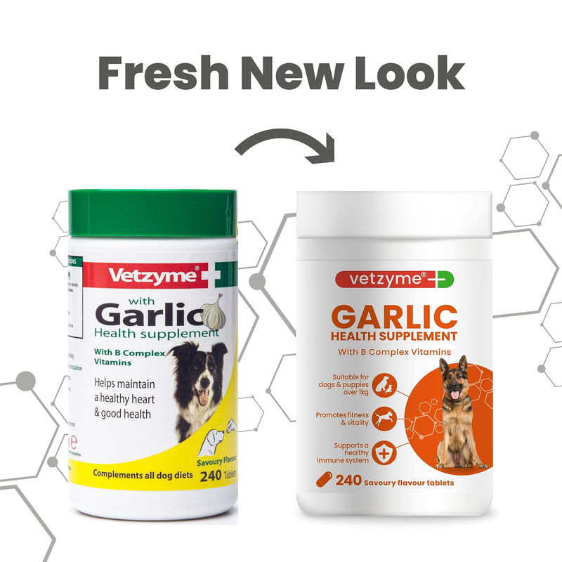Garlic Health Supplement Tablets for Dogs, Healthy Heart, Vitality for Dogs, 240 Tablets - PawsPlanet Australia