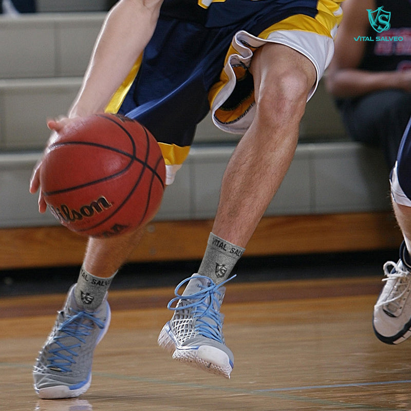 VitalSalveo Open Toes Compression Ankle Sleeve/Brace with Germanium and Charcoal – Relieves Swelling, Achilles Tendon Pain, Plantar Fasciitis, Foot and Joint Pain, Supports Sprained Ankles, Arthritis, Inflammation, and Circulation – Suitable for Day an...