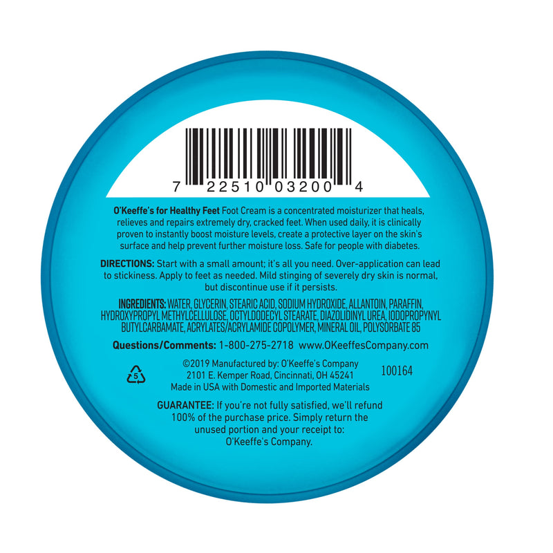 [Australia] - O'Keeffe's for Healthy Feet Foot Cream; Guaranteed Relief for Extremely Dry; Cracked Feet; Instantly Boosts Moisture Levels; 3.2 Ounce Jar; (Pack of 4) 