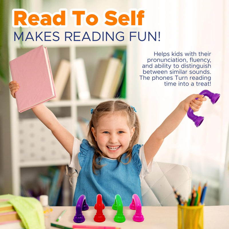 [Australia] - 4E's Novelty Whisper Phones for Reading - Pack of 4 - Auditory Feedback, Hear Myself Sound Phone - Accelerate Reading Fluency, Comprehension & Pronunciation - Speech Therapy Materials Toys 