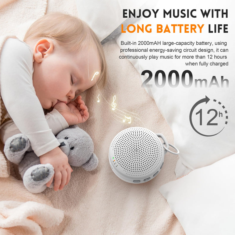 [Australia] - White Noise Machine Baby, Sleep Aid Babies with 2000mAh Battery, Portable Sound Machine for Adults 21 Soothing Sounds White Noise Sound Machine for Stroller Swings (White) White 
