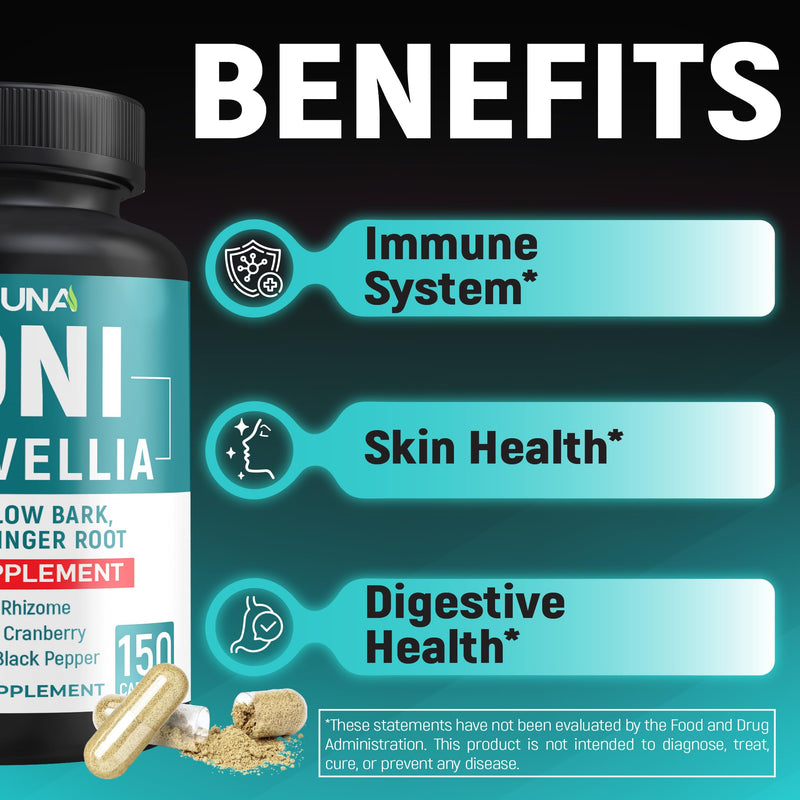 [Australia] - Noni Extract Capsules with Noni, Boswellia, White Willow Bark and More - 150 Capsules for 5 Months Supply 