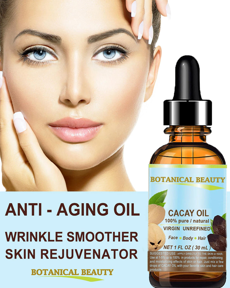 Botanical Beauty CACAY OIL 100% Pure Natural Virgin Unrefined Cold-Pressed Carrier Oil WILD GROW 0.5 Fl Oz 15 ml For Face, Skin, Body, Hair. Anti Wrinkle Face Oil Natural Retinol Vitamin A, Vitamin E
