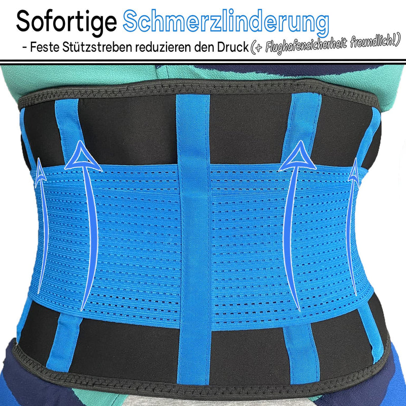 [Australia] - MEDiBrace Back Support Belt Back Brace, Lumbar Support for Lower Back with Adjustable Back Strap and Support Struts for Back Pain Relief Waist (102-119cm) XX-Large Persian Blue 