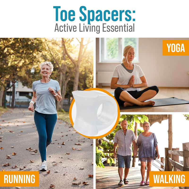 [Australia] - 5 STARS UNITED Toe Spacers for Men and Women – 4 Gel Toe Separators for Curled and Overlapping Toes, Bunions, Hammer Toe Straightener, Big and Second Toe Spreader - Clear Big 4 Pack Clear 