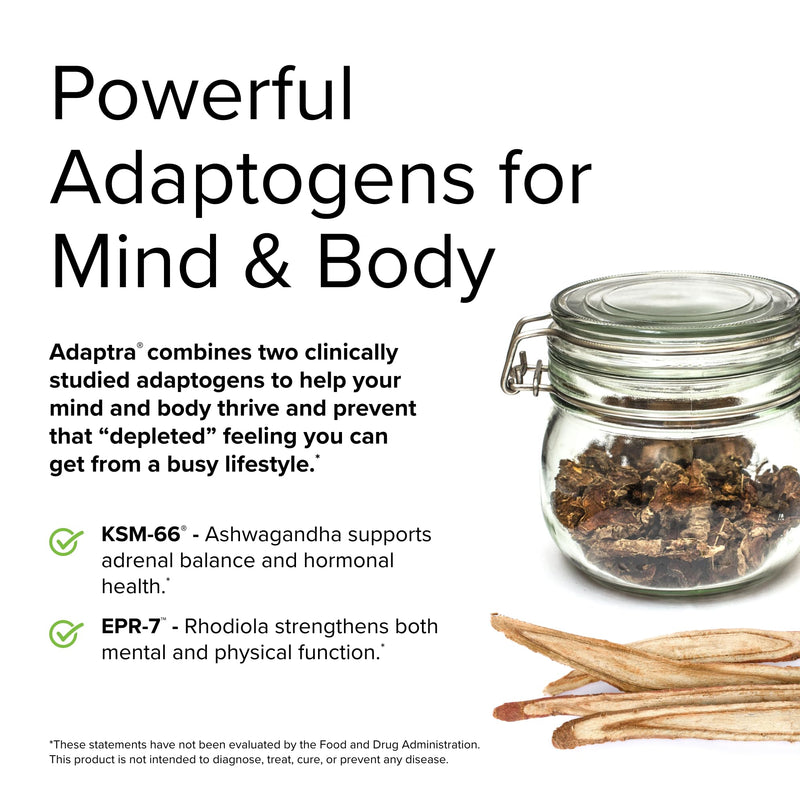 [Australia] - Terry Naturally Adaptra - 60 Capsules - Ashwagandha & Rhodiola Supplement - Non-GMO, Gluten Free - 60 Servings Standard Packaging 