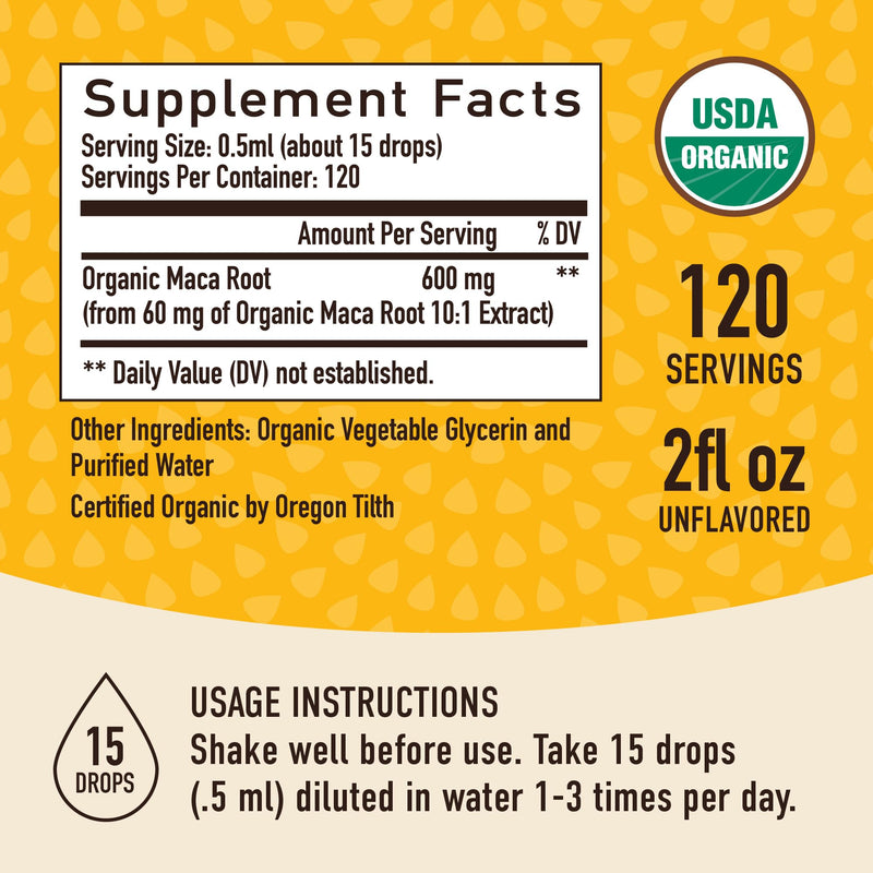 [Australia] - Maca Root Liquid Drops for Organic Energy Support for Women & Men | 2 Fluid Ounces | Support Hormone Balance, Mood, Energy & Fitness | Organic Maca Root for Women & Men | 4-Month Supply, 120 Servings Maca Drops 