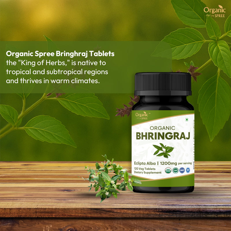 ORGANIC SPREE BHRINGRAJ 120 Tablets | Eclipta Alba (Bhringraj) | USDA Organic Certified | Organic and Natural 120tab (1) 1
