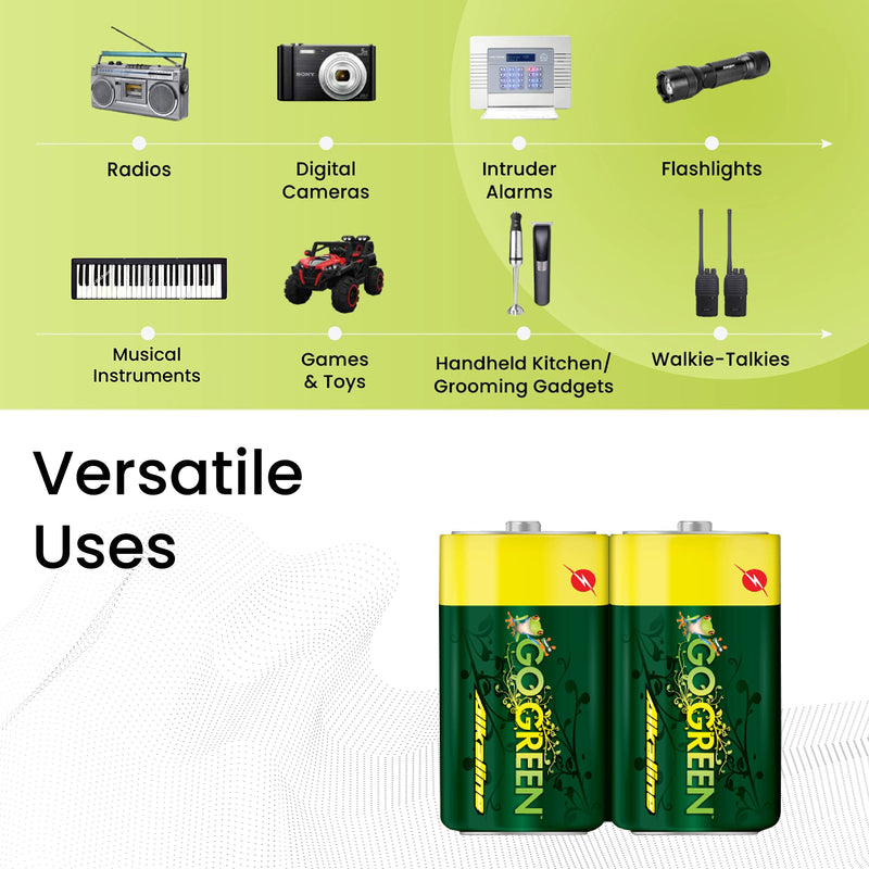 [Australia] - GoGreen Power (24004) Eco Friendly Alkaline D Batteries - No Lead, Cadmium or Mercury - Pack of 2 