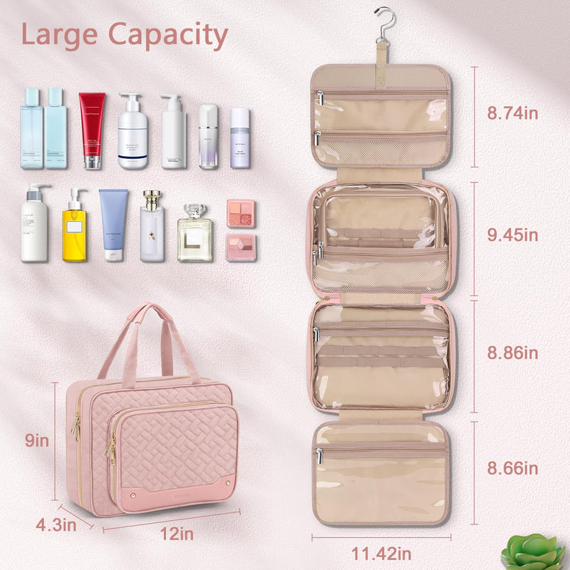 TSA Approved Toiletry Bag + Hanging Travel Toiletry Bag with Jewelry Organizer Compartment Large Makeup Bag for Travel Business Trips Camping Bathroom