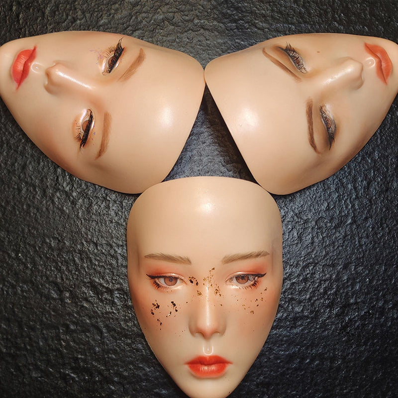 [Australia] - JTLB Makeup Practice Face with Plastic Stand 5D Silicone Full Face Makeup Practice BoardReusable Mannequin Tool for Beginner (Wheat Skin) 