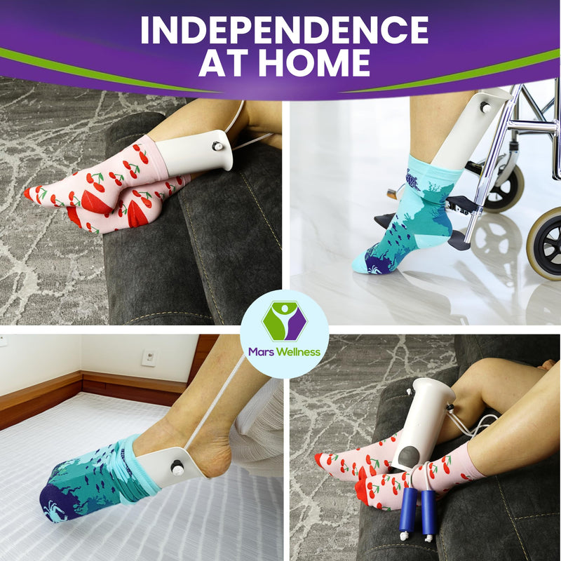 [Australia] - Molded Sock Aid Donner Kit - Sock Remover and Donner Kit - Foam Grip Handles - 31" Adjustable Cords - Sock Helper Stocking Slider - Elderly, Senior, Pregnant Diabetics Donner + Remover 