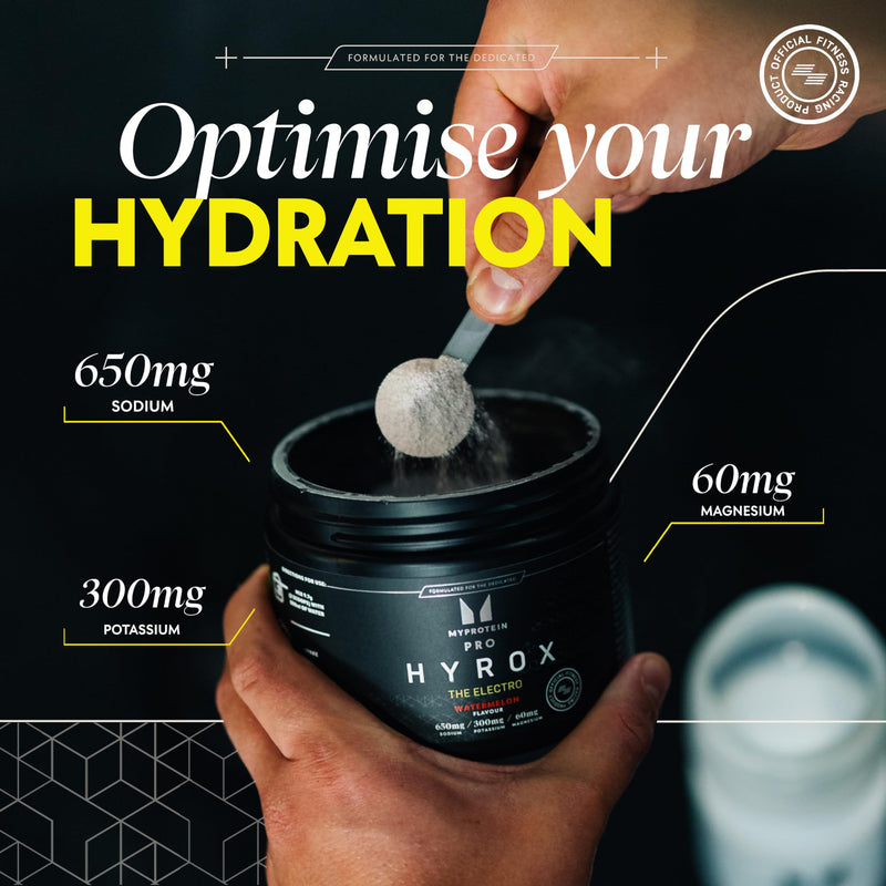 Myprotein PRO x HYROX The Electro | Advanced Electrolyte Watermelon Hydration Powder | 650mg Sodium & 300mg Potassium | Supports Hydration, Muscle Function & Recovery | Vegan-Friendly | 30 Servings