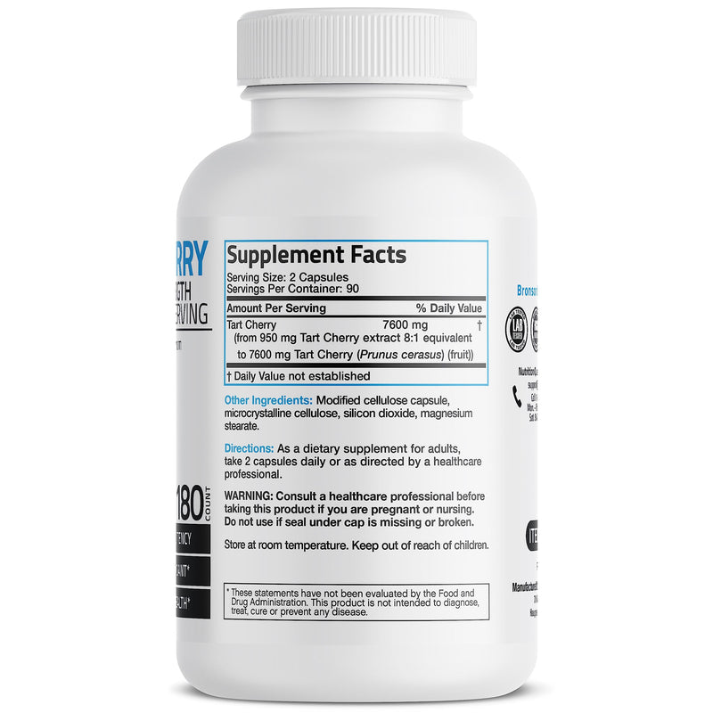 [Australia] - Bronson Tart Cherry Maximum Strength 7600 mg, 180 Vegetarian Capsules (90 Servings) 180 Count (Pack of 1) 